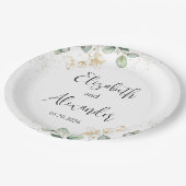 Assiettes En Carton Aquarelle Eucalyptus Vert Mariage Plaque papier (Angle)