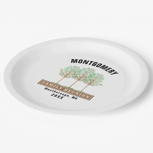 Assiettes En Carton Aquarelle familiale Arbre Monogramme Blanc (Angle)