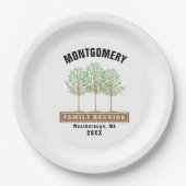 Assiettes En Carton Aquarelle familiale Arbre Monogramme Blanc (Devant)