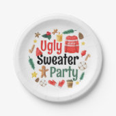 Assiettes En Carton Aquarelle Festive Ugly Sweater Party (Devant)