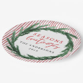 Assiettes En Carton Aquarelle + fête de Noël rayée (Angle)