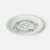 Assiettes En Carton Aquarelle Fête des mariées de couronnes vertes (Angle)