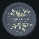 Assiettes En Carton Aquarelle feuillage de mariage décoration de fête<br><div class="desc">Décor de mariage de feuillage d'aquarelle. Les couleurs peuvent être changées. Partie d'une collection de mariage élégante.</div>
