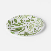 Assiettes En Carton Aquarelle Feuille de feuillage vert sauvage (Angle)
