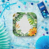 Assiettes En Carton Aquarelle feuille tropicale (Fête)
