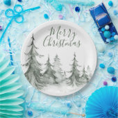 Assiettes En Carton Aquarelle Fir Trees hiver, fête de Noël (Fête)