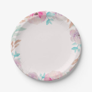 Assiettes En Carton Aquarelle Fleur Printemps Plaques en papier de mar