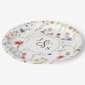 Assiettes En Carton Aquarelle fleur sauvage Boho style fiançailles (Angle)