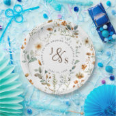 Assiettes En Carton Aquarelle fleur sauvage Boho style fiançailles (Fête)