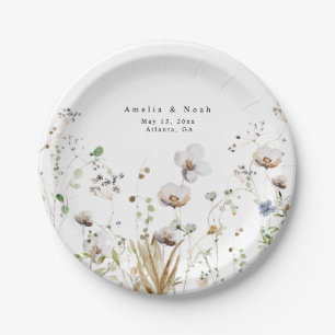 Assiettes En Carton Aquarelle Fleur sauvage de couleur Florale Plaque 