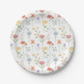 Assiettes En Carton Aquarelle Fleur sauvage motif floral (Devant)