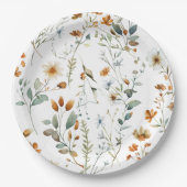 Assiettes En Carton Aquarelle fleur sauvage style Boho (Devant)
