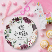 Assiettes En Carton Aquarelle fleurie + script jour de mariage Mr & Mr (Fête)