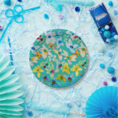 Assiettes En Carton Aquarelle fleurs bleues blanches (Fête)