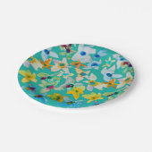 Assiettes En Carton Aquarelle fleurs bleues blanches (Angle)