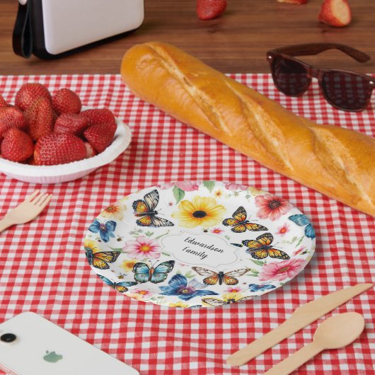 Assiettes En Carton Aquarelle fleurs botaniques élégant monogrammed (Pique-nique)