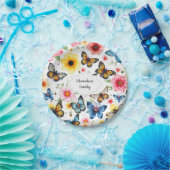 Assiettes En Carton Aquarelle fleurs botaniques élégant monogrammed (Fête)