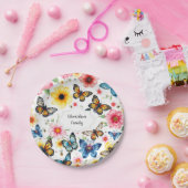 Assiettes En Carton Aquarelle fleurs botaniques élégant monogrammed (Fête)