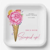 Assiettes En Carton Aquarelle FLEURS CRÈME GLACE - douche nuptiale (Recto)