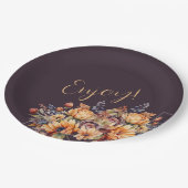 Assiettes En Carton Aquarelle Fleurs d'automne-Puprle-Enjoy- (Angle)