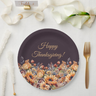 Assiettes En Carton Aquarelle Fleurs de chute -