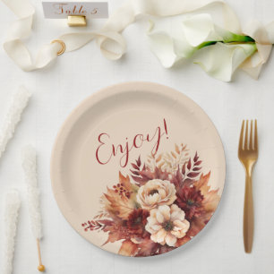 Assiettes En Carton Aquarelle Fleurs de chute-Profitez-Profitez-