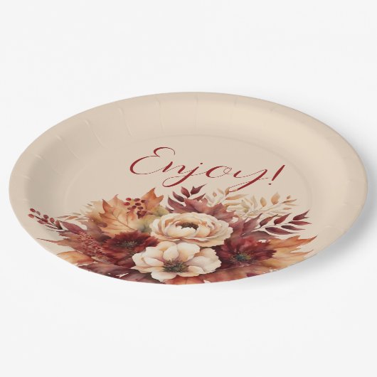 Assiettes En Carton Aquarelle Fleurs de chute-Profitez-Profitez- (Angle)