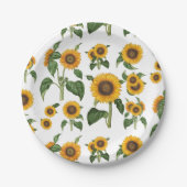 Assiettes En Carton Aquarelle Fleurs de soleil Botanique Foliage Verdu (Devant)