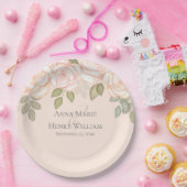 Assiettes En Carton Aquarelle Fleurs rose pâle Fête de mariage (Fête)