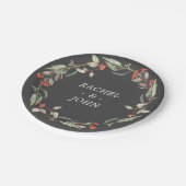 Assiettes En Carton Aquarelle Fleurs Rustiques Mariage Fête Gris (Angle)