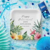 Assiettes En Carton Aquarelle Fleurs tropicales Parti de retraite (Fête)