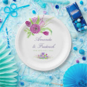 Assiettes En Carton Aquarelle Floral Mariage été (Fête)