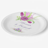 Assiettes En Carton Aquarelle Floral Mariage été (Angle)