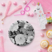 Assiettes En Carton Aquarelle florale Black & White Peonies (Fête)