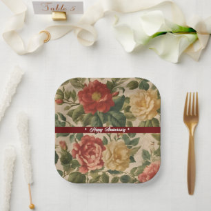 Assiettes En Carton Aquarelle florale Collection Vintage tendance