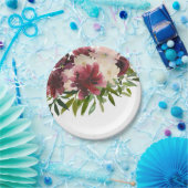 Assiettes En Carton Aquarelle florale de Bourgogne (Fête)