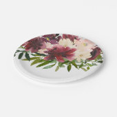 Assiettes En Carton Aquarelle florale de Bourgogne (Angle)