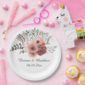 Assiettes En Carton Aquarelle Florale Mariage beige clair (Fête)