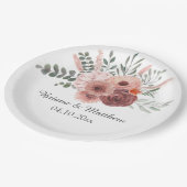 Assiettes En Carton Aquarelle Florale Mariage beige clair (Angle)