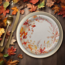 Aquarelle Florale Plaque Papier Thanksgiving