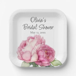 Assiettes En Carton Aquarelle florale rose pis rose roses roses