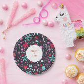 Assiettes En Carton Aquarelle Flower Meadow foncé (Fête)