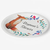 Assiettes En Carton Aquarelle Fox & Wreath Fête des mariées Plaques (Angle)