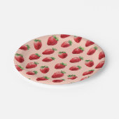 Assiettes En Carton Aquarelle Fraise Motif Pastel Rose (Angle)