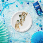 Assiettes En Carton Aquarelle, Girafe, maman et bébé, baby shower, n (Fête)