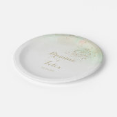 Assiettes En Carton Aquarelle Gold Confetti Mariage Gâteau (Angle)