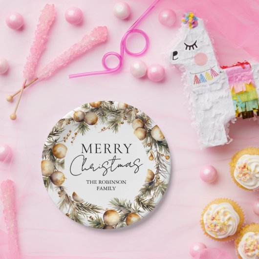 Assiettes En Carton Aquarelle Gold Foliing Noël (Fête)