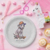 Assiettes En Carton Aquarelle Grande plaque de papier gris (Fête)