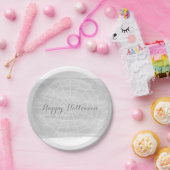 Assiettes En Carton Aquarelle gris araignée Web Halloween (Fête)