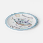 Assiettes En Carton Aquarelle Hélicoptère bleu (Angle)